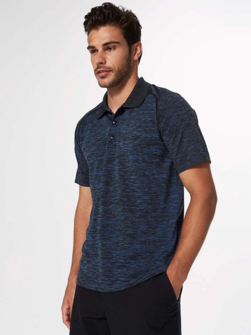 🔥 EUC Lululemon Metal Vent Tech Polo :: Blue/Black Heather :: LARGE 🔥